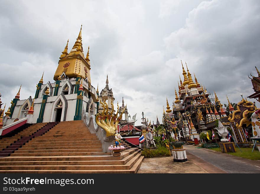 Temple built in traditional Thai architecture. Temple built in traditional Thai architecture