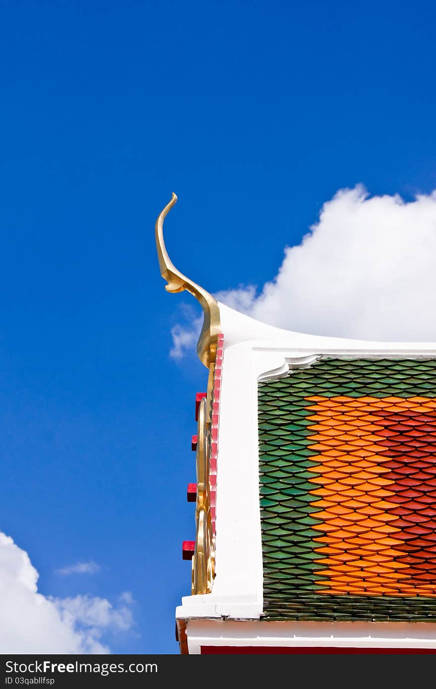 Detail Of Ornately Decorated Temple Roof In Bangko