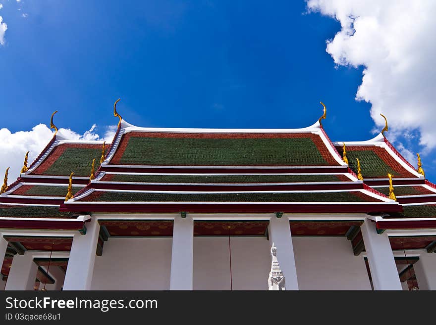 Traditional thai style roof temple, wat ratchanadda, thailand