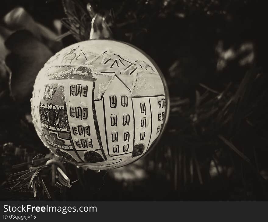 Macro of a Christmas Ball on the Tree, Italy