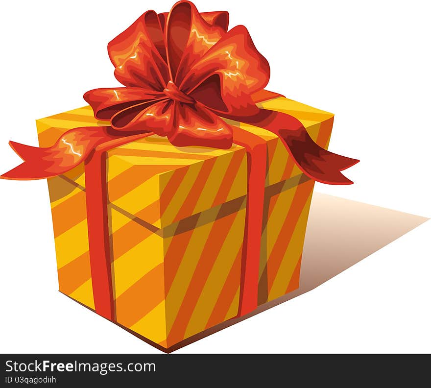 Vector Illustration Of Gift Box With Ribbon On White