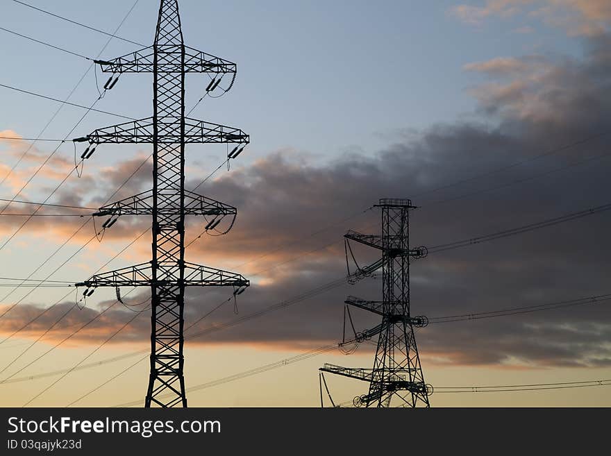 High voltage power pylons.