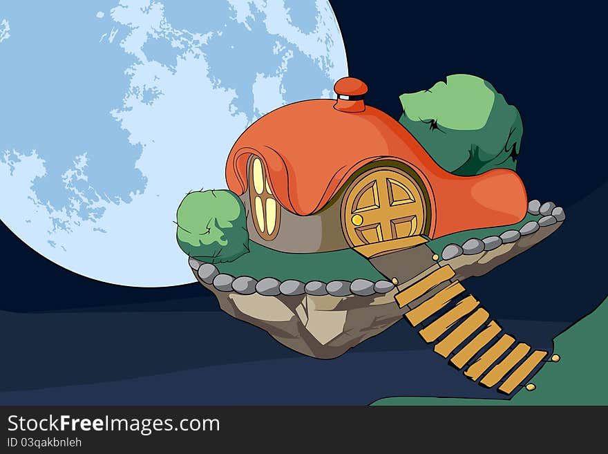 Vector illustration (Cute house in air)