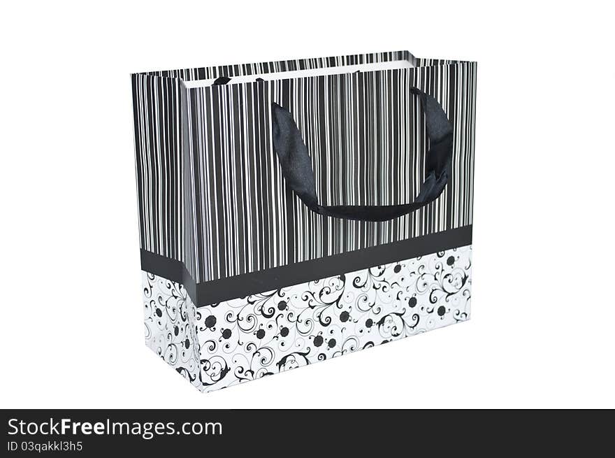 Striped black and white bag