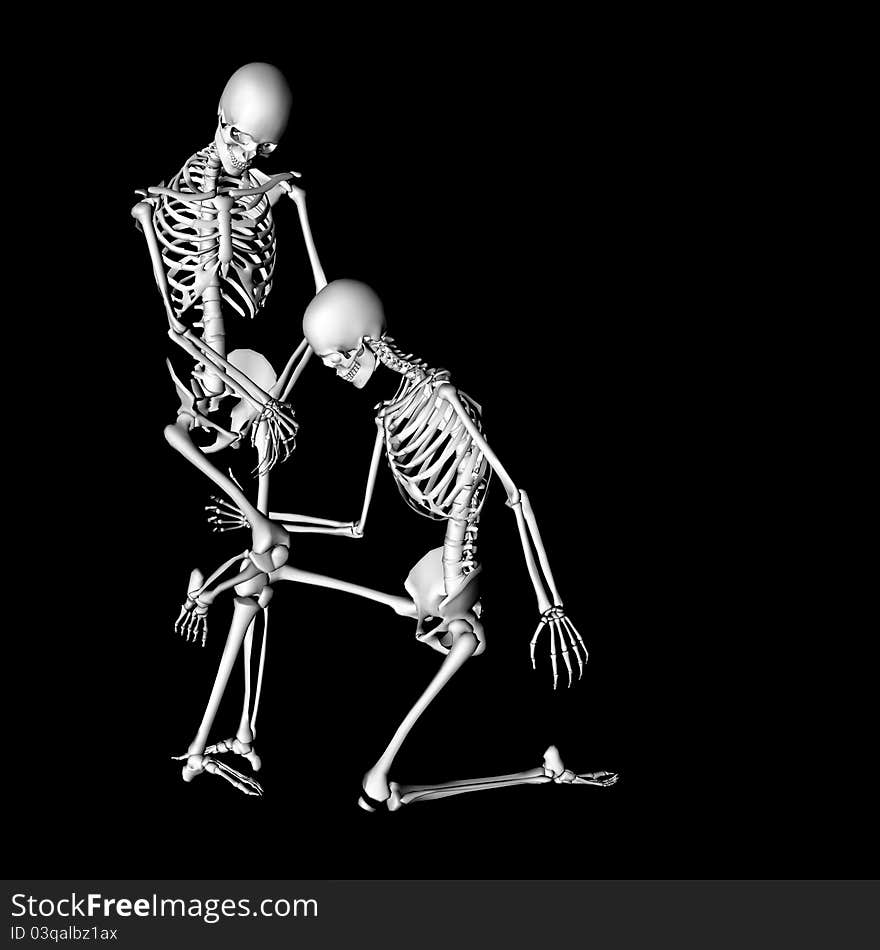 Skeletons in a halloween pose. Skeletons in a halloween pose