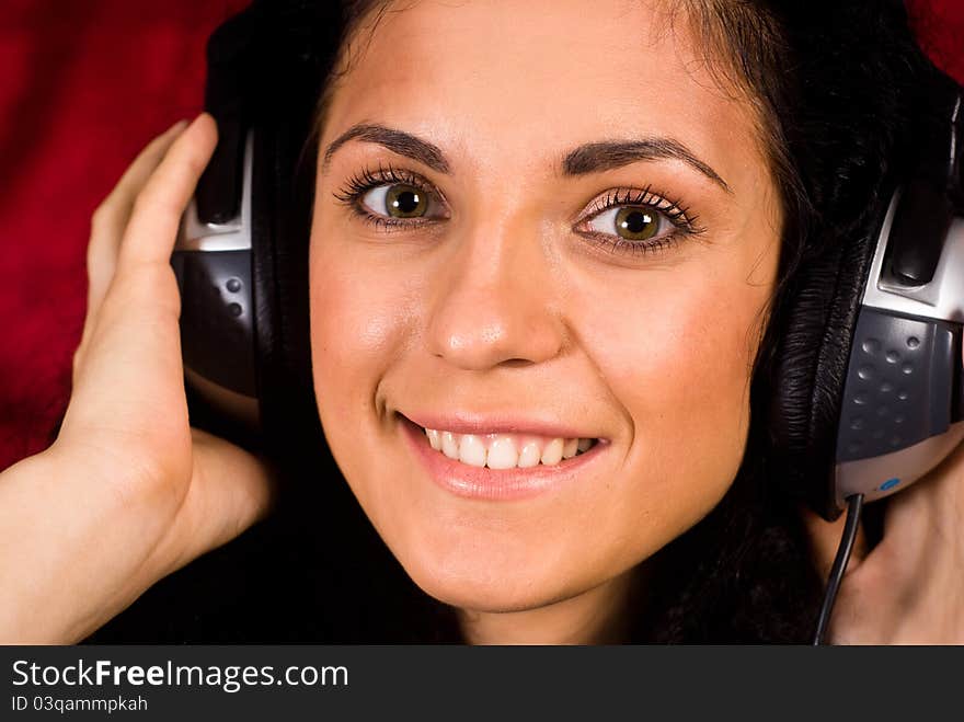 Portrait of a cute girl with headphones