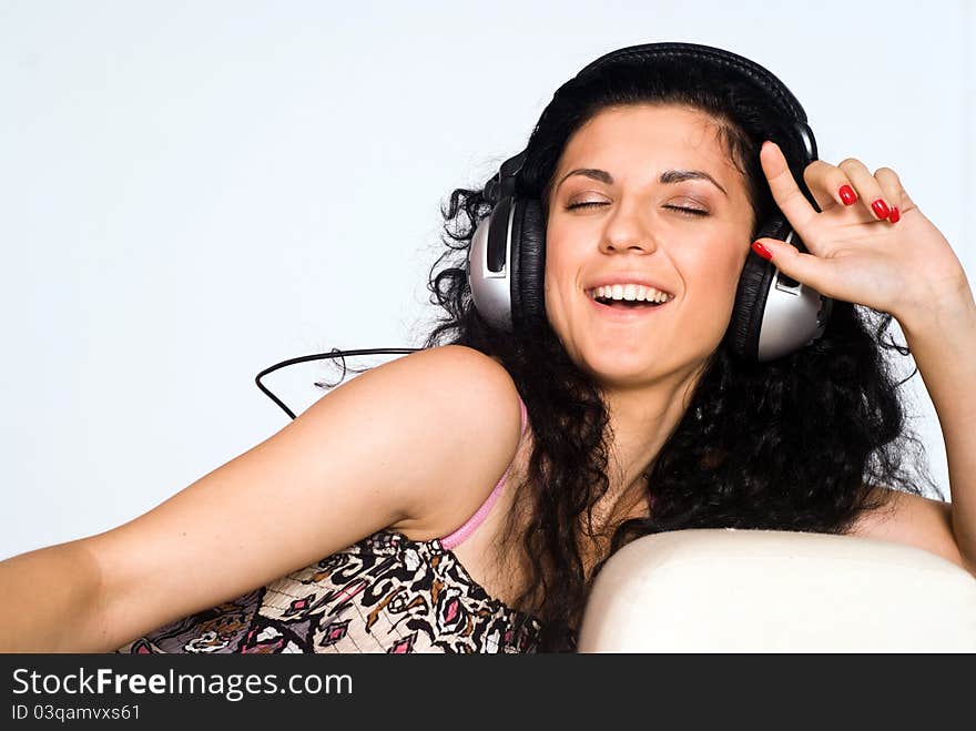 Portrait of a cute girl with headphones. Portrait of a cute girl with headphones