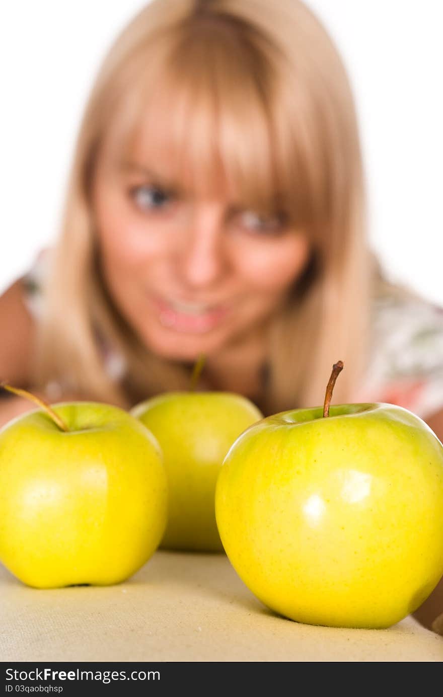 Portrait of a cute girl with apples. Portrait of a cute girl with apples