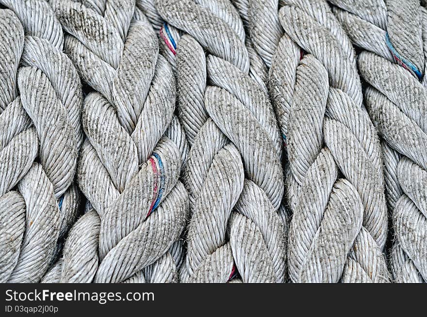 Twisted rope. Equipment on board sailing ship. Twisted rope. Equipment on board sailing ship