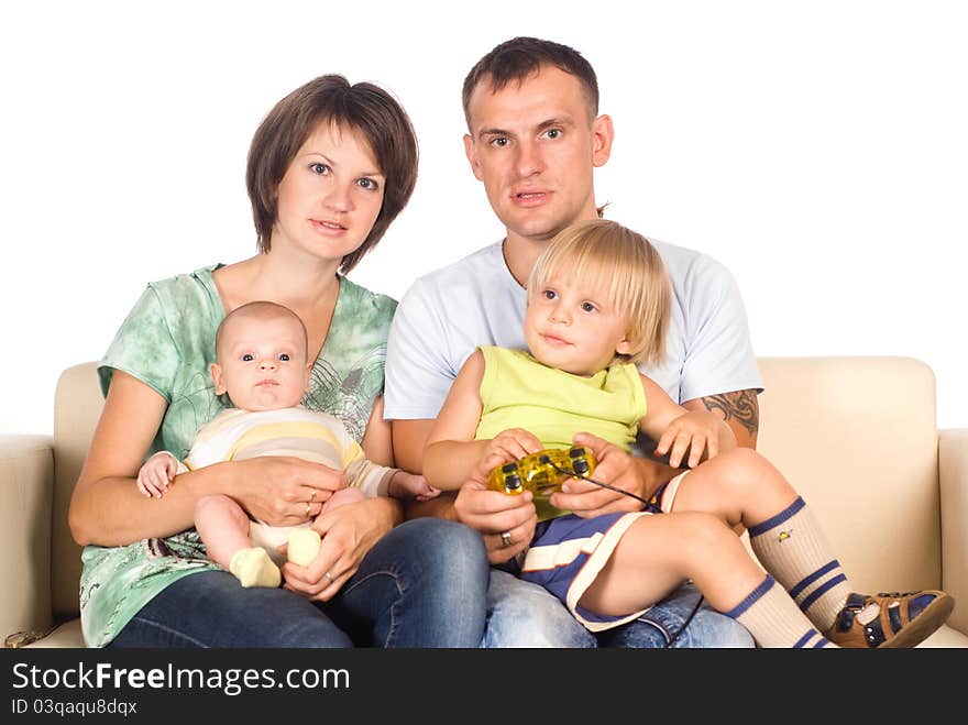 Portrait of a cute family of a four. Portrait of a cute family of a four