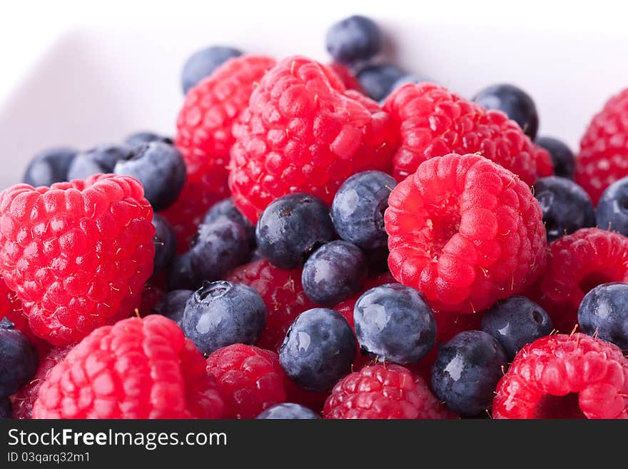 Rasberries And Blueberries