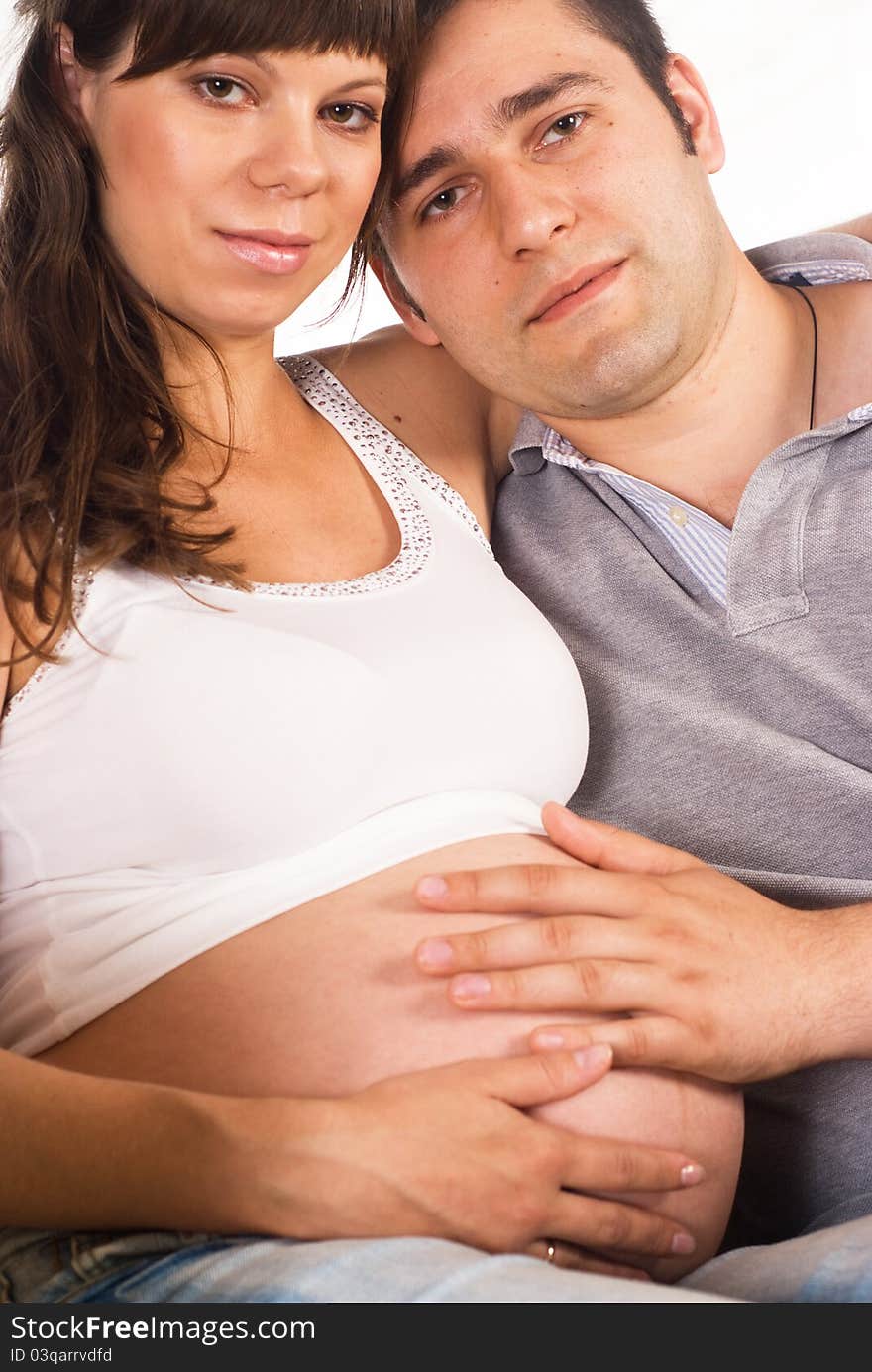 Pregnant woman with a man