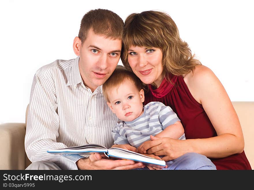 Family with book