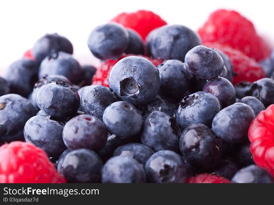 Rasberries and blueberries