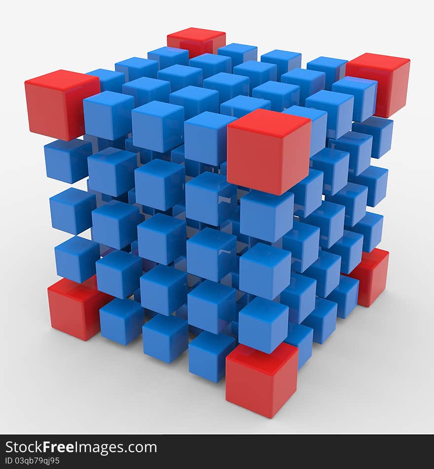 Cube assembling from blocks