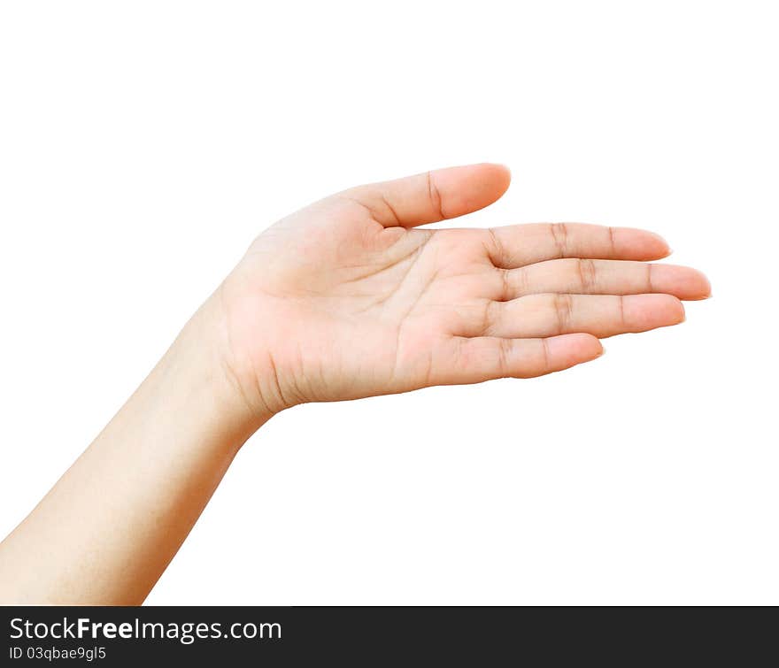 Empty hand isolated on white background