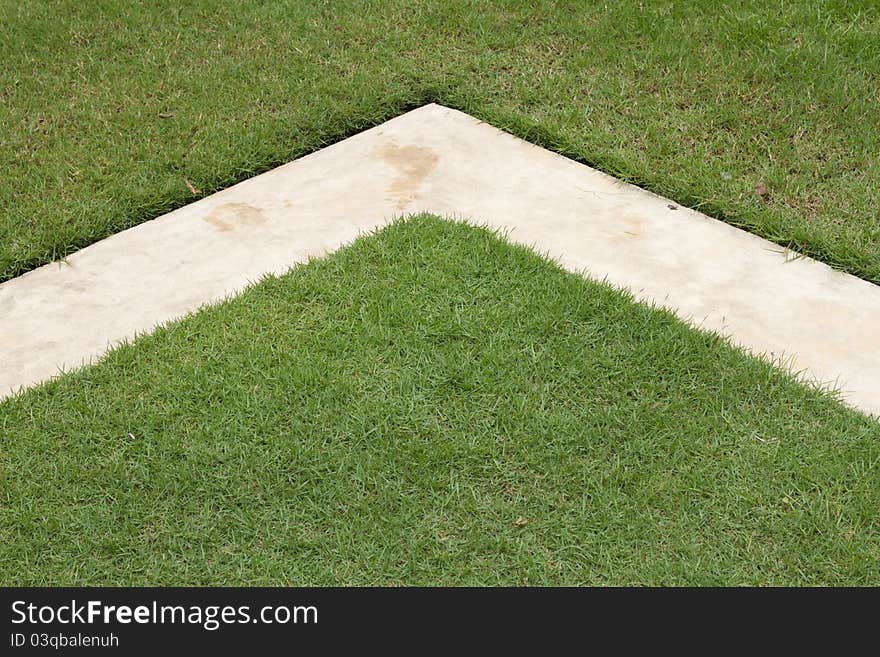 Grass with the cement corner. Grass with the cement corner.