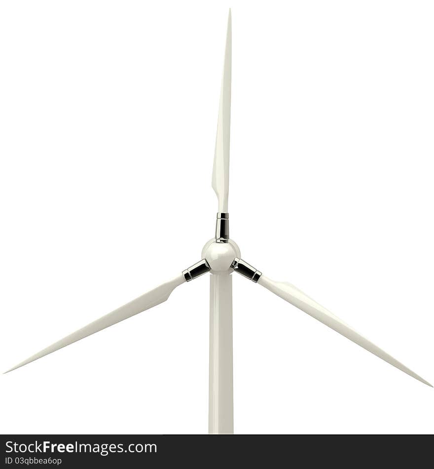 Wind turbine isolated on white background.