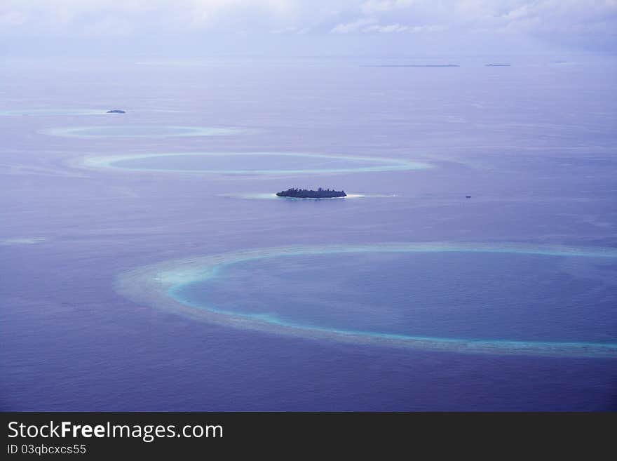 Maldive Islands - Flight above atolls