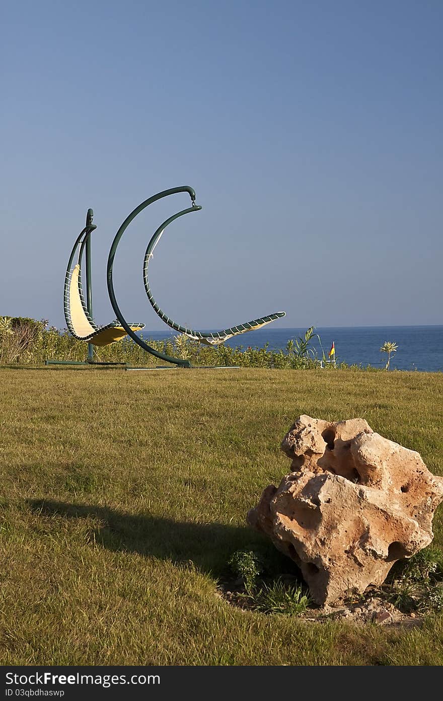 Two swings in the Turkey resort.