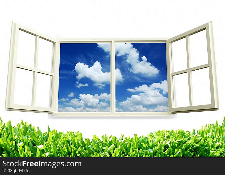 Open window in sky background