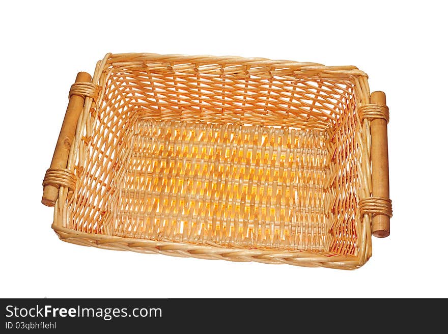 Square Shaped Wicker Basket Isolated On White Background