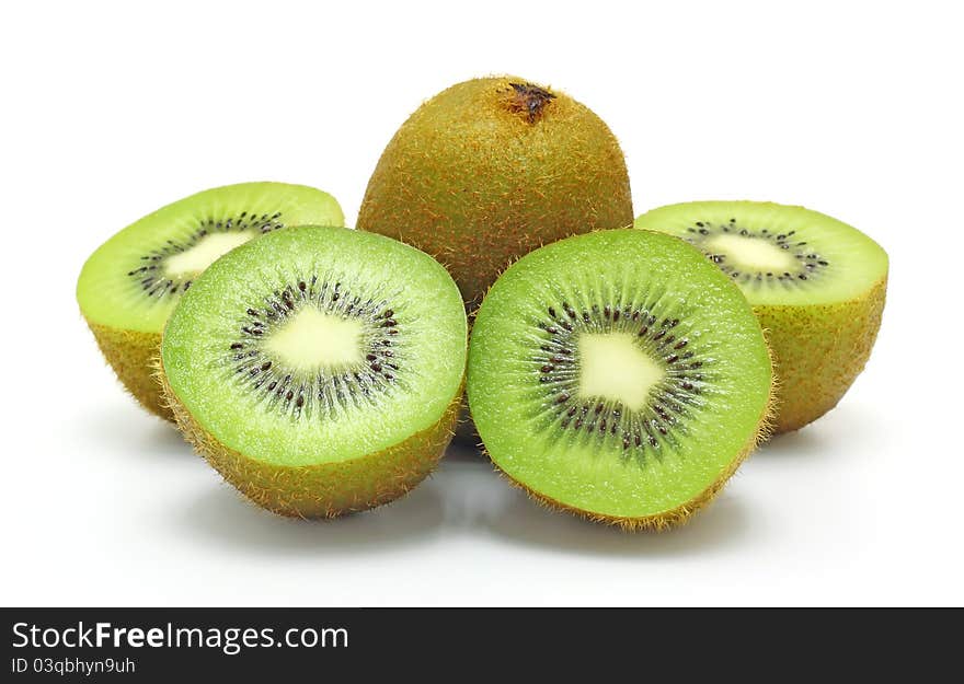 Kiwi fruit on a white background