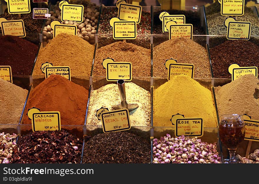 Spice and herbal tea in the Spice Bazaar, Istanbul. Spice and herbal tea in the Spice Bazaar, Istanbul.