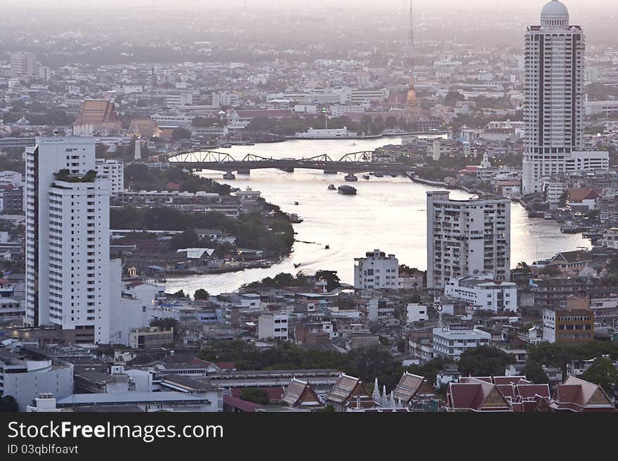 This is the high view angle shot of Cityscape. It's the Center of Bangkok City.