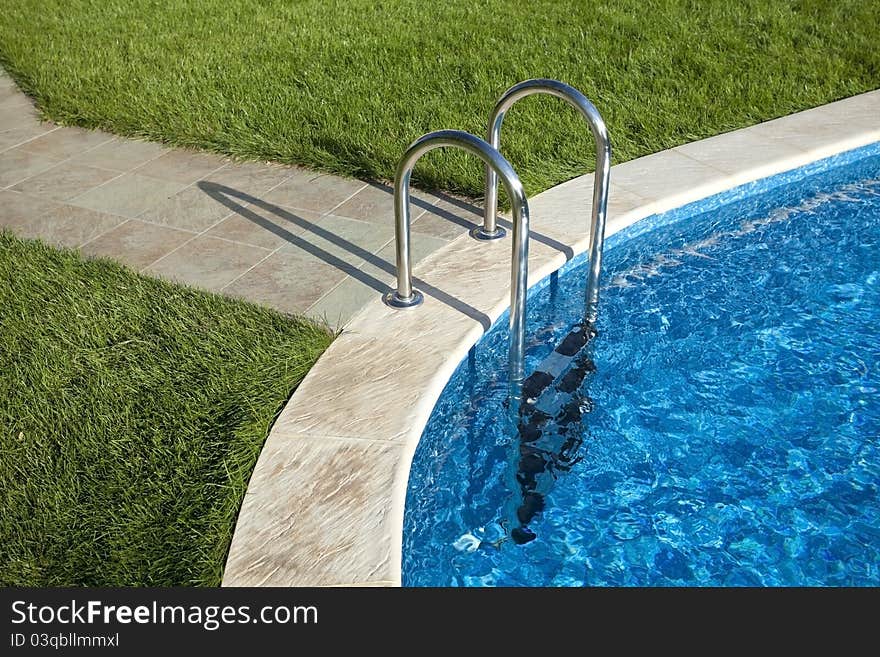 The Metal swimming pool steps