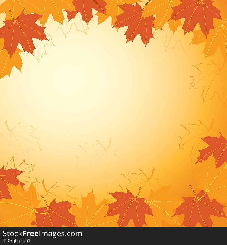 Background with autumn maple leaves; gradient used. Background with autumn maple leaves; gradient used