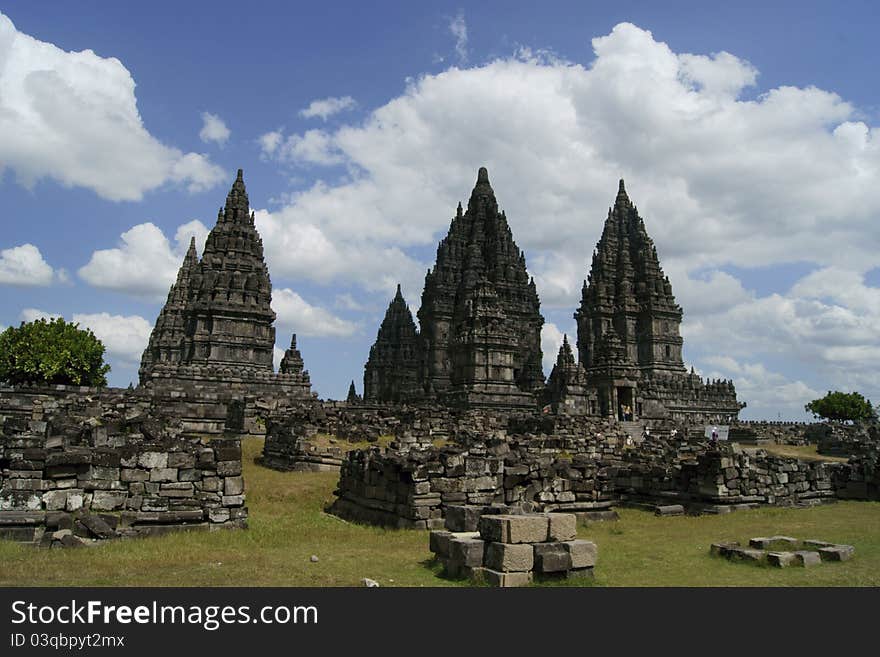 Prambanan is a ninth century Hindu temple compound in Central Java, Indonesia, dedicated to the Trimurti, the expression of God as the Creator (Brahma), the Sustainer (Vishnu) and the Destroyer (Shiva). The temple, a UNESCO World Heritage Site, is the largest Hindu temple in Indonesia, and is one of the largest and the most beautiful Hindu temples in Southeast Asia. Prambanan is a ninth century Hindu temple compound in Central Java, Indonesia, dedicated to the Trimurti, the expression of God as the Creator (Brahma), the Sustainer (Vishnu) and the Destroyer (Shiva). The temple, a UNESCO World Heritage Site, is the largest Hindu temple in Indonesia, and is one of the largest and the most beautiful Hindu temples in Southeast Asia.