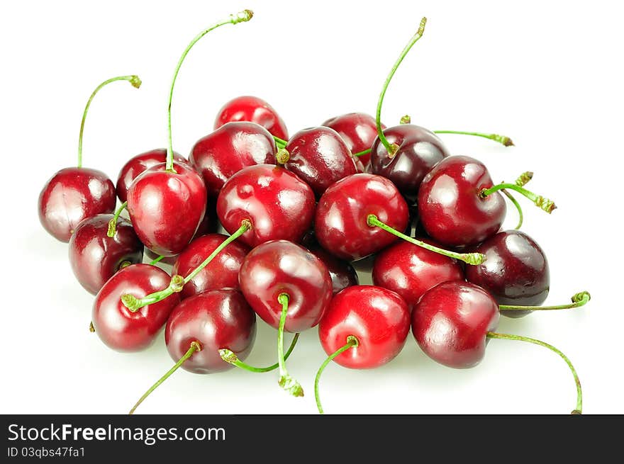 Heap of cherries isolated