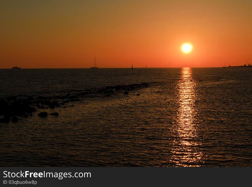 View of Fiumicino beach, very close to downtown area of the city. View of Fiumicino beach, very close to downtown area of the city.