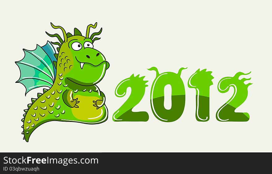 Green dragon illustration with 2012 numbers