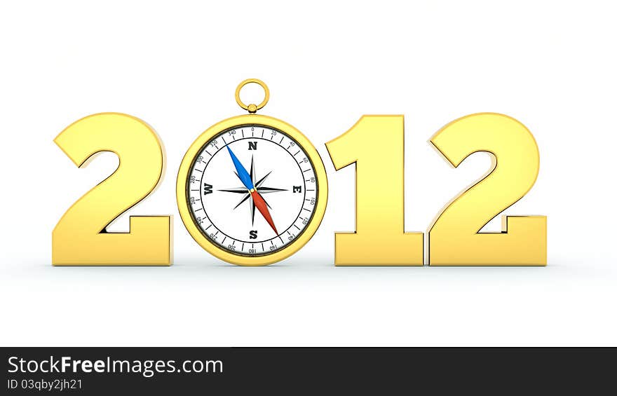 A compass as a part of concept, choose you direction on 2012 year. A compass as a part of concept, choose you direction on 2012 year