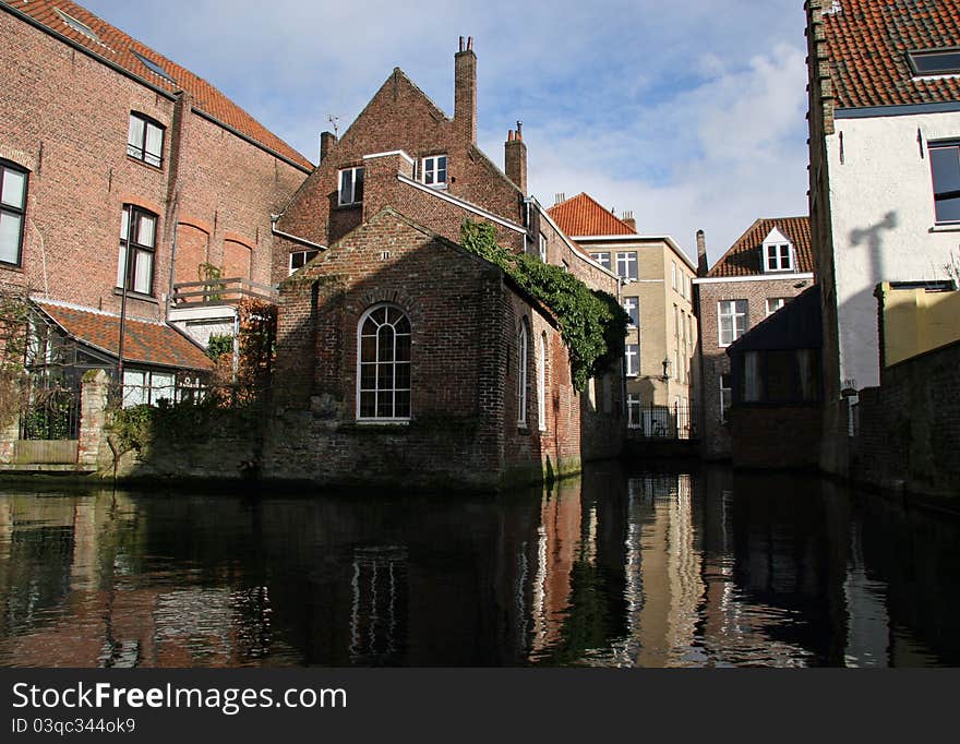 Reflected Bruges Houses, Canal View