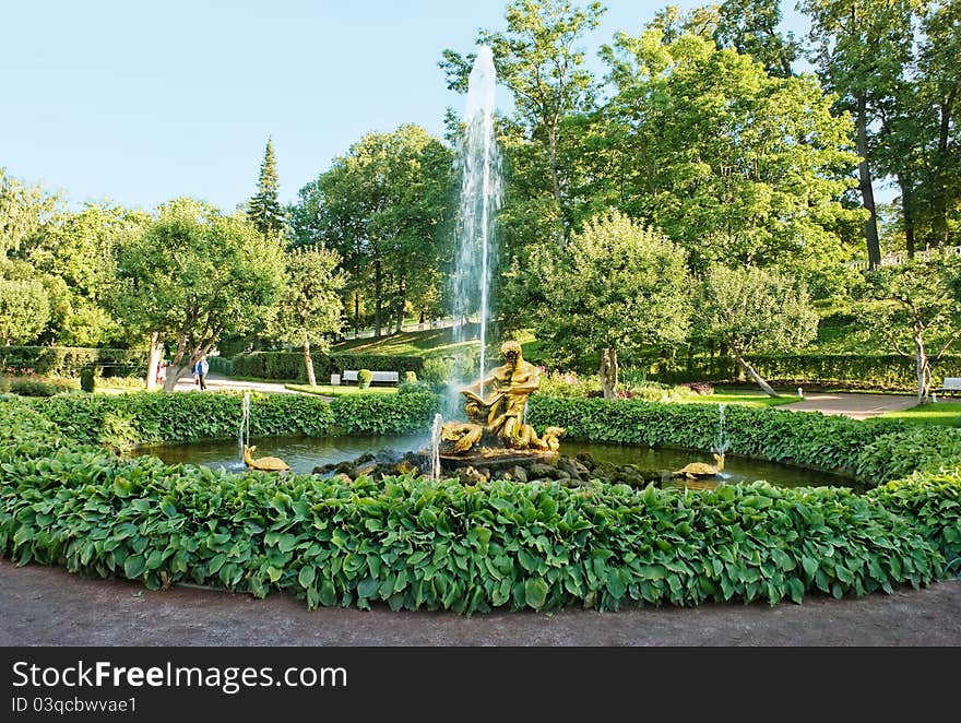 Triton with sea monster fountain, peterhof, russia