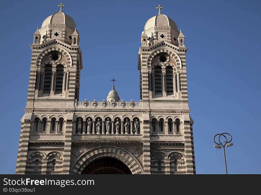 Main Facade of Nouvelle Cathedrale - New Cathedral; Marseilles; France; Europe