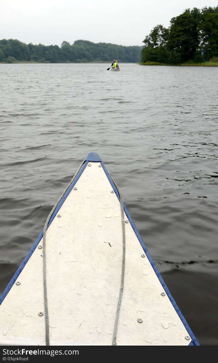 Paddling over the lake