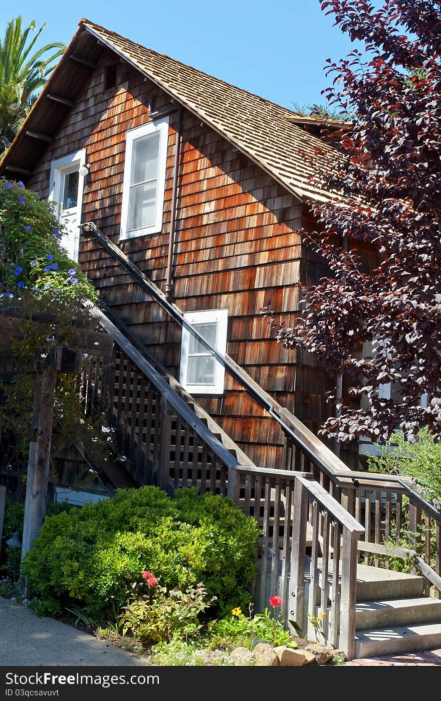 Architectural details of vintage rustic wooden building