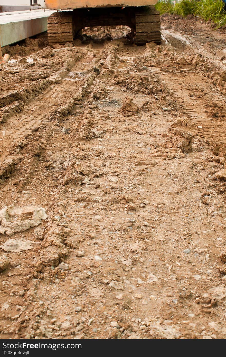 The mud in construction site. The mud in construction site