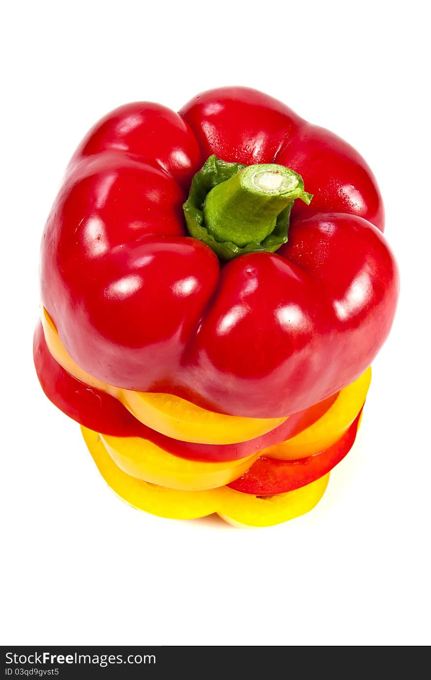 Slices Of Red And Yellow Bell Peppers