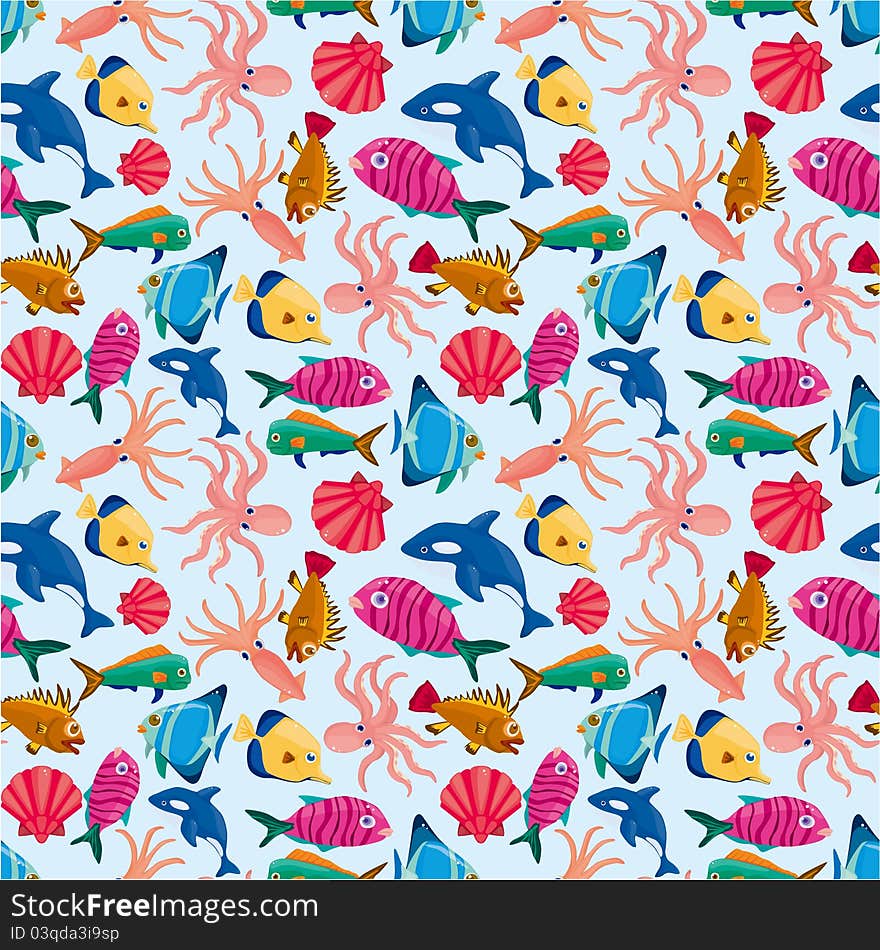 Cartoon Fish Seamless Pattern