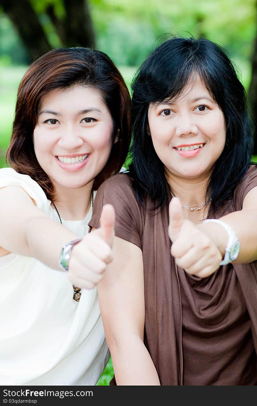 Portrait of two asian women