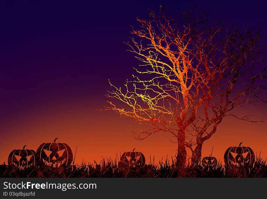 Grunge Textured Halloween Night Background