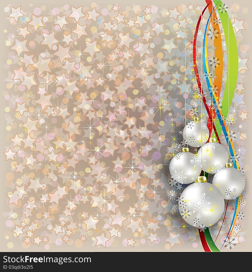 Christmas Beige Background With White Decorations