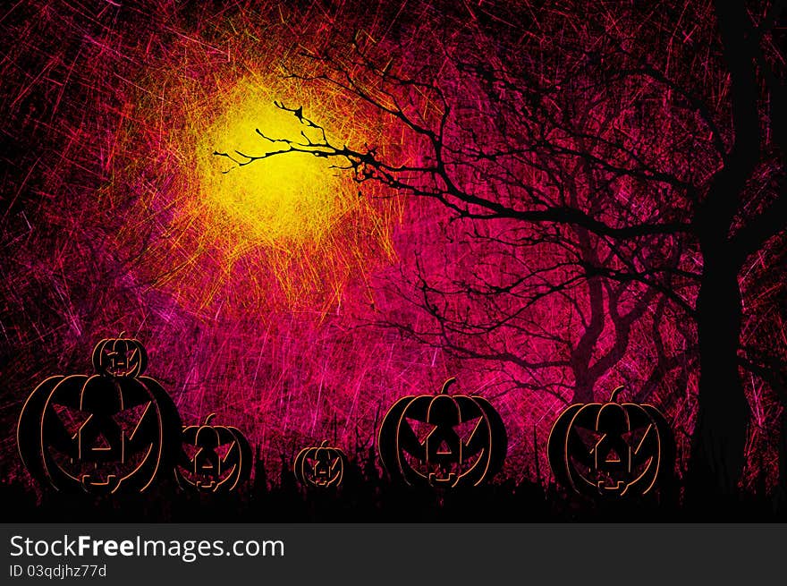 Grunge Textured Halloween Night Background