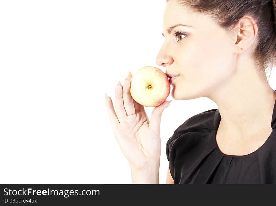 Young woman with apple