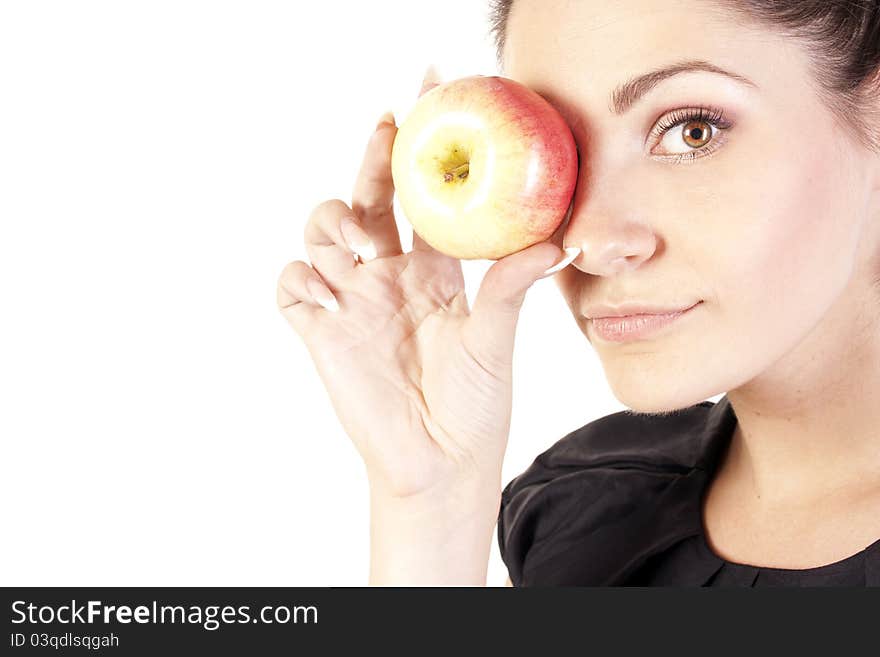 Young woman with apple